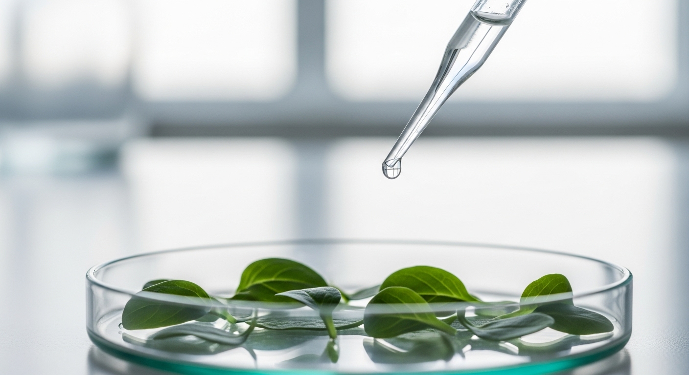 Leaves and laboratory glassware as an illustration of nutrition research